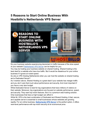 5 Reasons to Start Online Business With Hostbillo’s Netherlands VPS Server