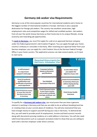 Germany Job seeker visa requirements