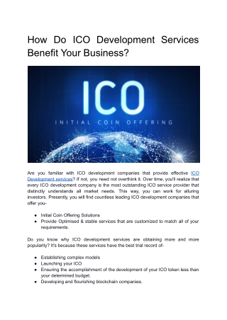 How Do ICO Development Services Benefit Your Business_