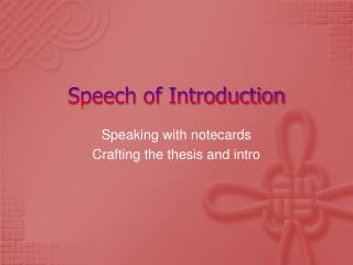 Speech of Introduction
