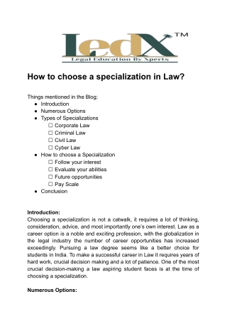How to choose a specialization in Law