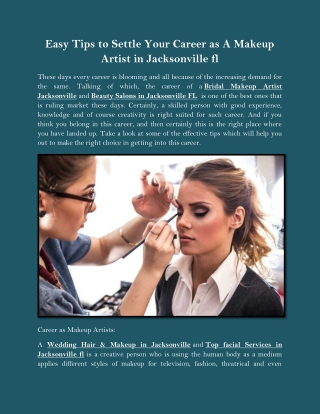 Easy Tips to Settle Your Career as A Makeup Artist in Jacksonville fl