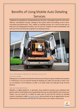 Benefits of Using Mobile Auto Detailing Services