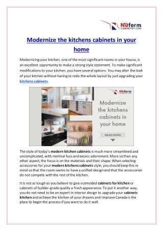 Modernize the kitchens cabinets in your home