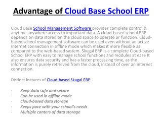 Advantage of Cloud Base School ERP
