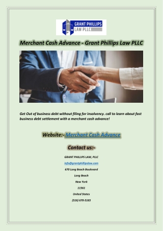 Merchant Cash Advance  Grant Phillips Law PLLC