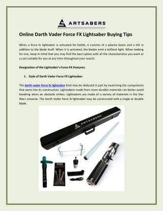 Online Darth Vader Force FX Lightsaber Buying Tips