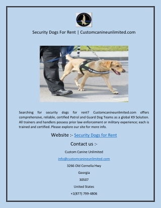 Security Dogs For Rent  Customcanineunlimited