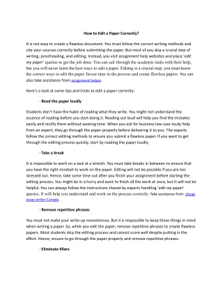 How to Edit a Paper Correctly?