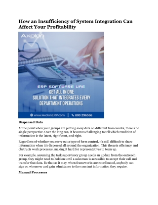 How an Insufficiency of System Integration Can Affect Your Profitability