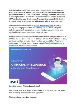 Artificial Intelligence And Its Impact On Mobile Applications