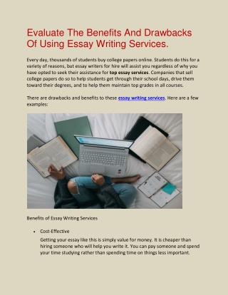 Evaluate The Benefits And Drawbacks Of Using Essay Writing Services