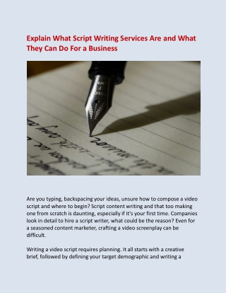 Explain What Script Writing Services Are and What They Can Do For a Business