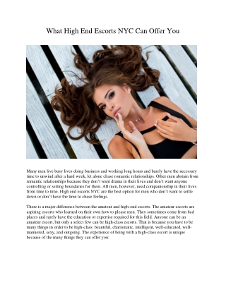 What High End Escorts NYC Can Offer You