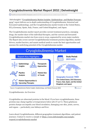 Cryoglobulinemia Market Report 2032  DelveInsight