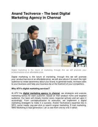 Anand Techverce - The best Digital Marketing Agency in Chennai