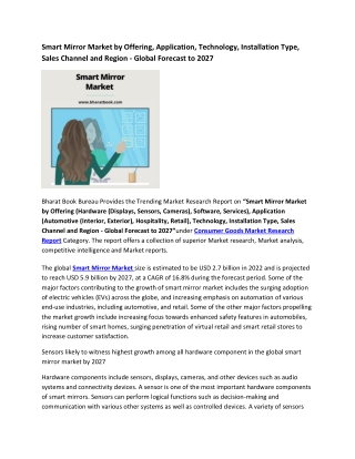 Global Smart Mirror Market Research Report 2022-2027