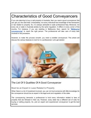 Characteristics of Good Conveyancers