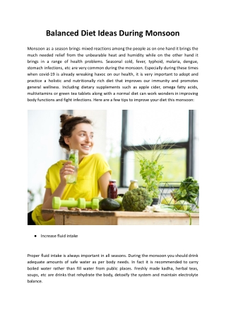 Balanced Diet Ideas During Monsoon