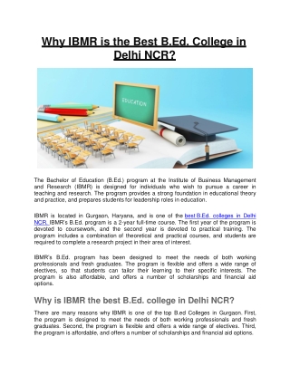 Why IBMR is the Best B.Ed. College in Delhi NCR