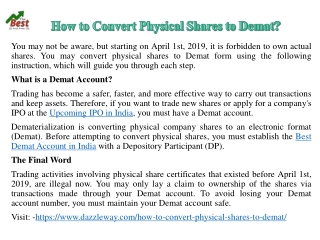 How to Convert Physical Shares to Demat