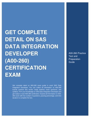 Get Complete Detail on SAS Data Integration Developer (A00-260) Certification