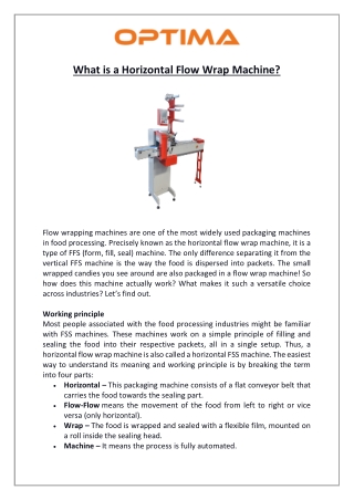 What is a Horizontal Flow Wrap Machine