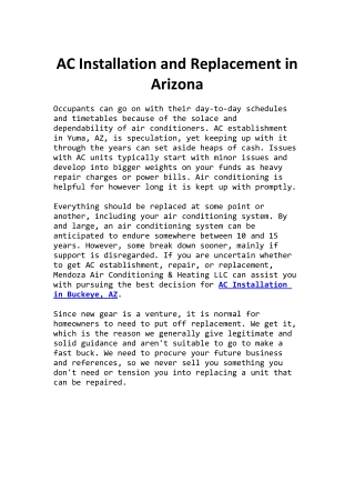 AC Installation and Replacement in Arizona