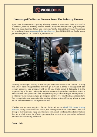 Unmanaged Dedicated Servers From The Industry Pioneer