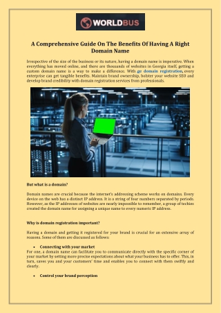 A Comprehensive Guide On The Benefits Of Having A Right Domain Name