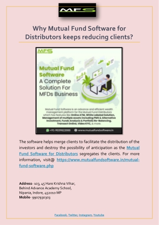 Why Mutual Fund Software for Distributors keeps reducing clients