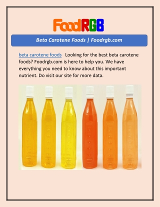 Beta Carotene Foods | Foodrgb.com