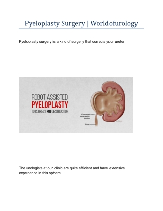 Pyeloplasty Surgery  | Worldofurology