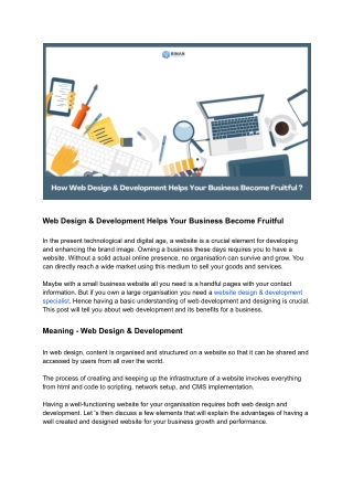 Benefits Of Web Design & Development For  Business Website