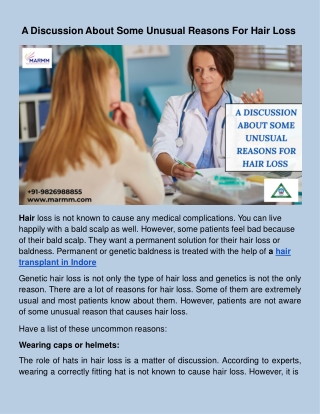 A Discussion About Some Unusual Reasons For Hair Loss  .docx
