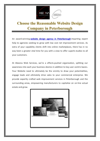 Choose the Reasonable Website Design Company in Peterborough