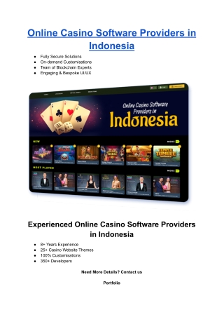 Online Casino Software Providers in Indonesia