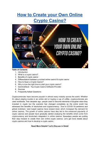 How to Create your Own Online Crypto Casino?