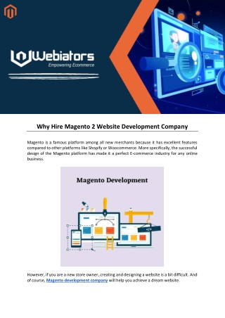 Why Hire Magento 2 Website Development Company