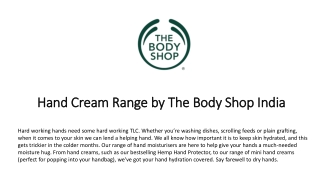 Hand Cream Range by The Body Shop India