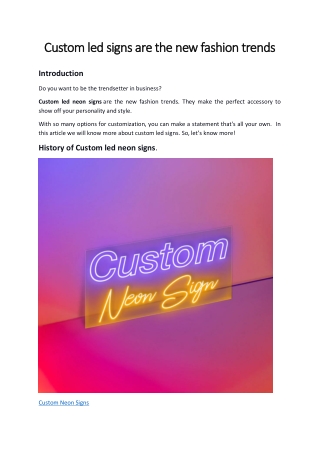 Custom led signs are the new fashion trends