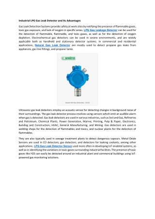 Industrial LPG Gas Leak Detector and Its Advantages