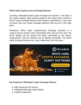 White Label Crypto Exchange Software Development