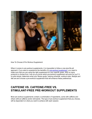 How To Choose A Pre Workout Supplement
