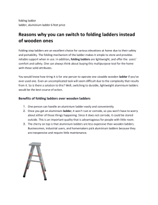 Reasons why you can switch to folding ladders instead of wooden ones