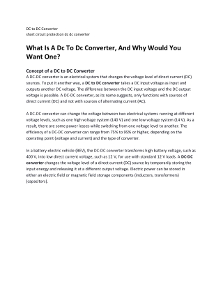 What Is A Dc To Dc Converter, And Why Would You Want One