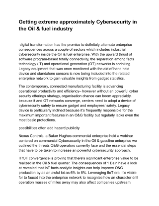Getting extreme approximately Cybersecurity in the Oil & fuel industry