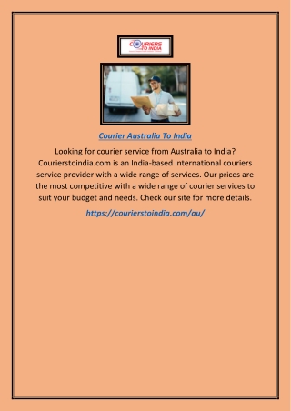 Courier Australia To India