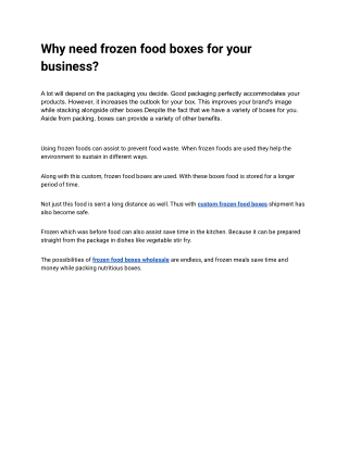 Why need frozen food boxes for your business