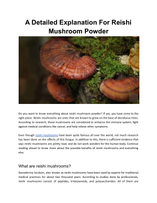 Reishi Mushroom Powder